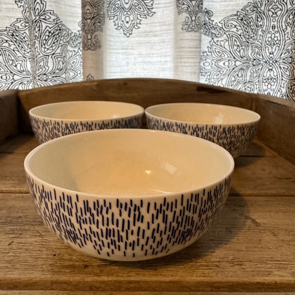 Mikasa Blue and White Ceramic Art Bowls